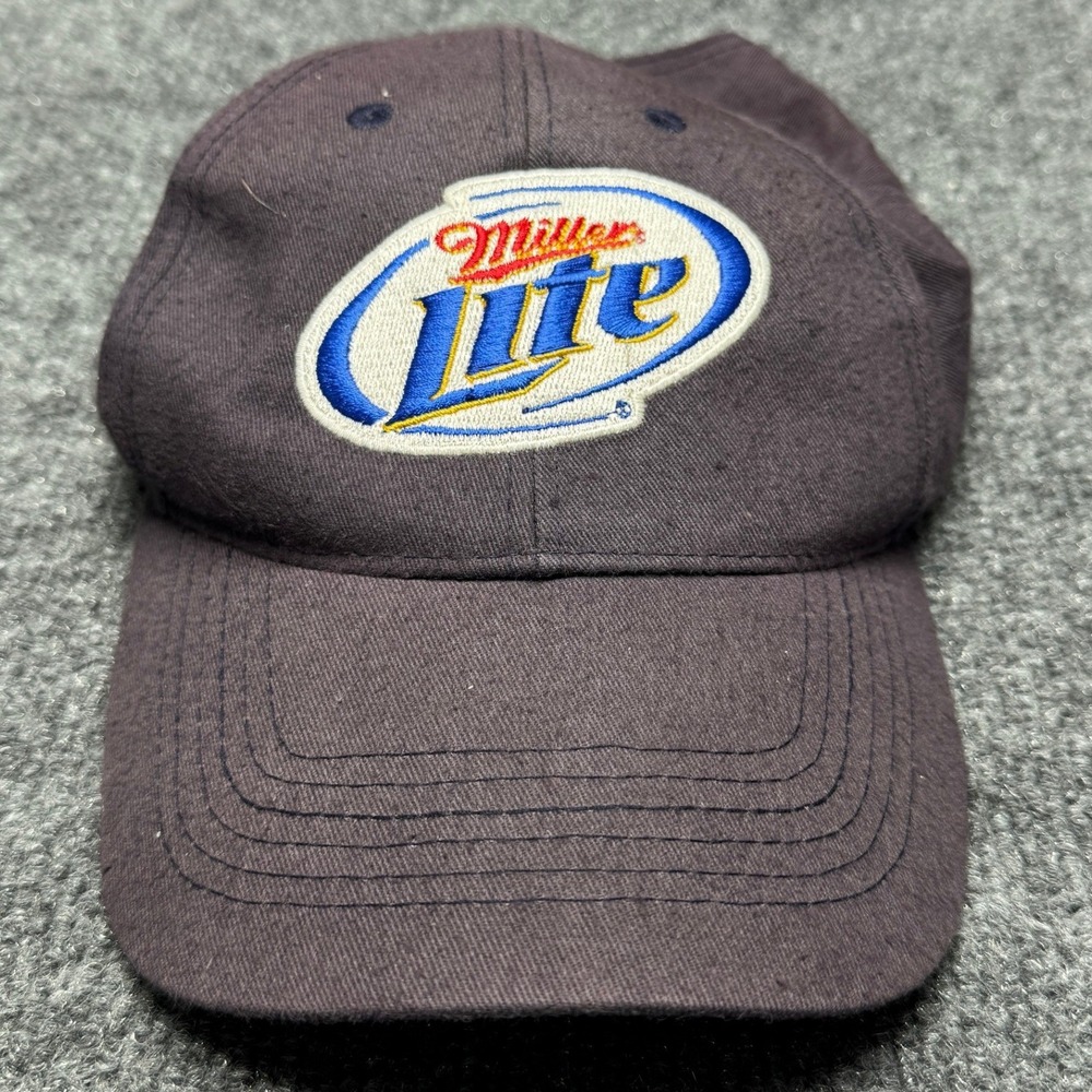 Miller Lite Hat Mens OSFA Black‎ Beer Alcohol Promo Baseball Cap